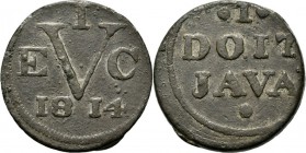 BRITS BESTUUR 1811–1816 - Tinnen duit 1814, Tin munten, Munten in Indie geslagen Een grote V tussen E – C, daarboven I, eronder jaartal. Kz. · 1 · / D...