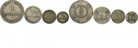 ONDERNEMINGSGELD / Plantation tokens - Serie 1 Dollar, ½ Dollar, 1/5 Dollar en 1/10 Dollar (ca. 1902–1913), ASAHAN TABAK MAATSCHAPPIJ SILAU (ASAHAN, S...