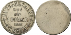 ONDERNEMINGSGELD / Plantation tokens - 1 Dollar 1888, UNTERNEHMUNG HESSA (ASAHAN, SUMATRA), Nederlands-Indische plantages Vz. UNTERNEHMUNG - HESSA -. ...