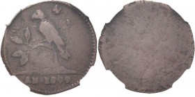 NEDERLANDS WEST-INDIË / THE DUTCH WEST-INDIES - 4 Papegaaienduit 1679, Copper, SURINAME Papegaai op cacaoboom met 4 bladeren. Rechtsboven waardeaandui...