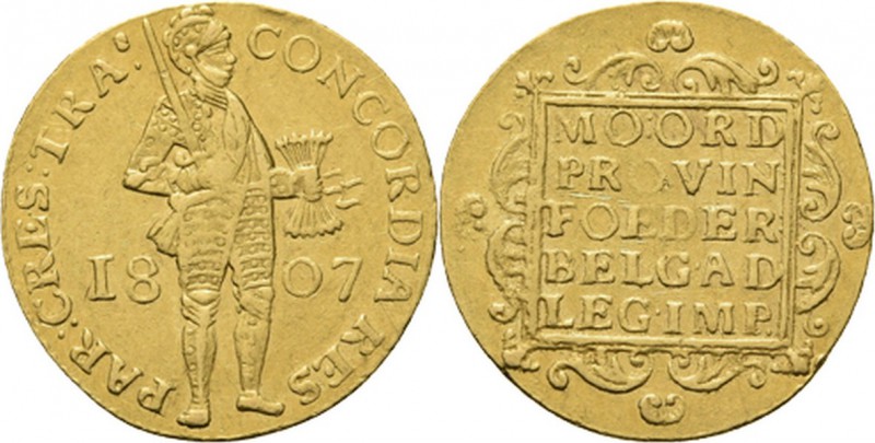Gouden dukaat 1807 TYPE I b (1806–1808) provincie Utrecht. Oud provinciaal type ...