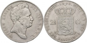 2½ Gulden of rijksdaalder 1840 Ouder hoofd naar rechts. Mmt. lelie, mt. mercuriusstaf. Te Utrecht geslagen.Sch. 257., Silver24.79 g. S. Tikje in de ra...