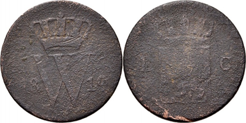 1 Cent 1819 Gekroonde letter W tussen jaartal. TYPE I b (1818–1837). Mmt. fakkel...