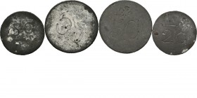 Gevangenisgeld (2) z.j, GEVANGENIS 'S-HERTOGENBOSCH (1824–1831) Eenzijdig in blik. Bestaande uit een 5 Cent en een ½ Cent. Losse ingestempelde waardea...