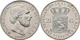 2½ Gulden of rijksdaalder 1851 Hoofd naar rechts door J. P. Schouberg. Mt. mercuriusstaf. TYPE I a (1849–1874). Mmt. zwaard.Sch. 577. , Silver24.97 g....