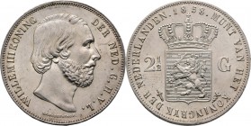 2½ Gulden of rijksdaalder 1858 Hoofd naar rechts door J. P. Schouberg. Mt. mercuriusstaf. TYPE I a (1849–1874). Mmt. zwaard.Sch. 584., Silver24.95 g P...