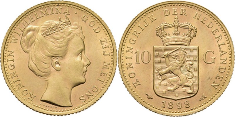 10 Gulden of gouden tientje 1898 Hoofd naar rechts. Mt. mercuriusstaf. TYPE II (...