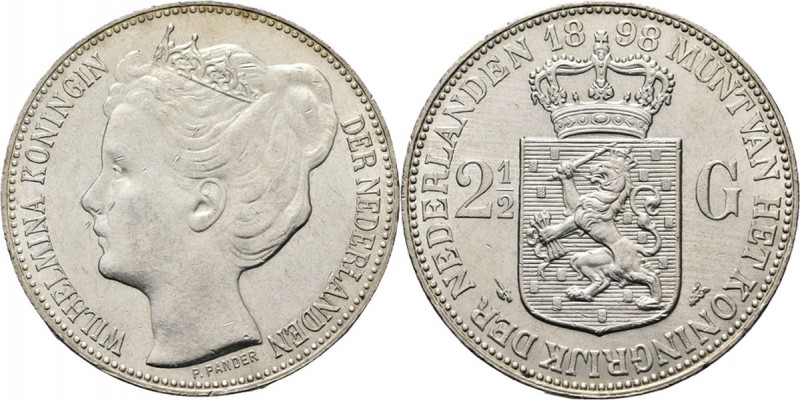 2½ Gulden of rijksdaalder 1898 Hoofd naar links. Mt. mercuriusstaf. TYPE II (189...