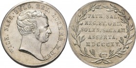 HISTORIEPENNIGEN - HISTORICAL MEDALS - INHULDIGING TE BRUSSEL VAN KONING WILLEM I 1815, by door van de Goor. Strooipenning. Borstbeeld naar rechts. Kz...