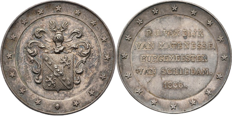 HISTORIEPENNIGEN - HISTORICAL MEDALS - SCHIEDAM. BURGEMEESTER P.J. VAN DIJK VAN ...