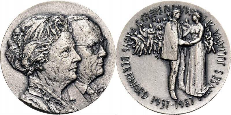 HISTORIEPENNIGEN - HISTORICAL MEDALS - GOUDEN HUWELIJK JULIANA EN BERNHARD 1987,...