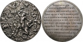 FAMILIEPENNINGEN - Verloving van HENDRIKUS KROOL & KATRINA WELVAEREN z.j. (ca. 1650), by door een onbekende medailleur, in het verleden toegeschreven ...