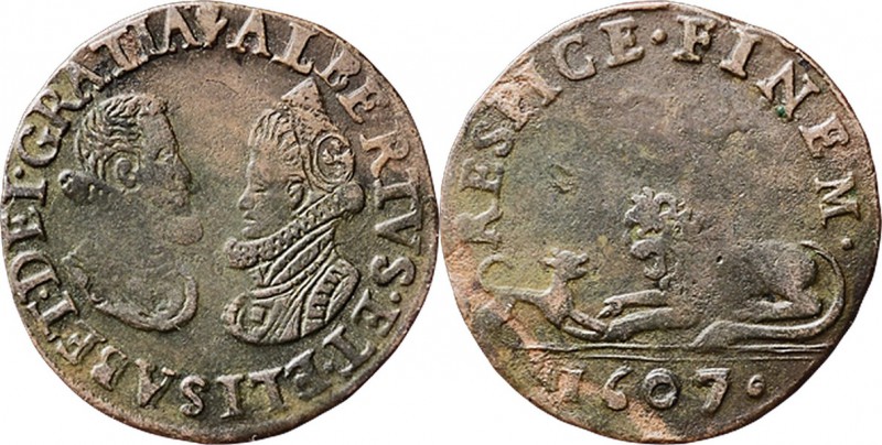 JETONS - REKENPENNINGEN - ANTWERPEN. HET VREDESVERDRAG UITGESTELD. 1607 Borstbee...