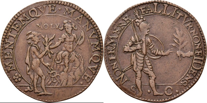 JETONS - REKENPENNINGEN - WANTROUWEN TEGEN DE VREDE. 1607 Mercurius geeft het kr...