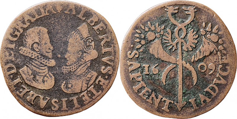 JETONS - REKENPENNINGEN - OP HET 12–JARIG BESTAND. 1609 Het aartshertogelijk paa...
