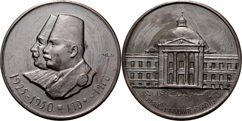 Foreign Medals - JUBILEE OF THE UNIVERSITY FOUAD I 1950, EGYPT Bust of king Foua...