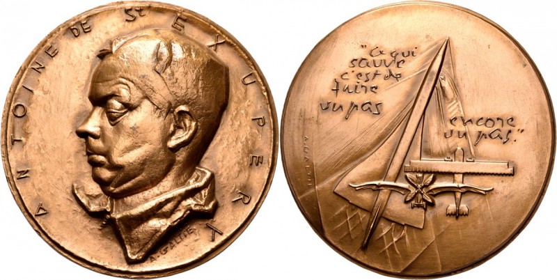 Foreign Medals - ANTOINE DE ST. EXUPÉRY n.d. (1965), by by A. Galtie, FRANCE Bus...