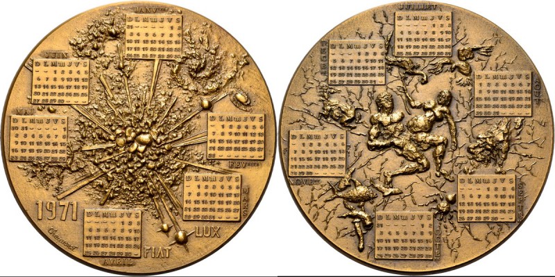 Foreign Medals - MÉDAILLE CALENDRIER 1971, by by M. Chauvenet., FRANCE Atomic ex...