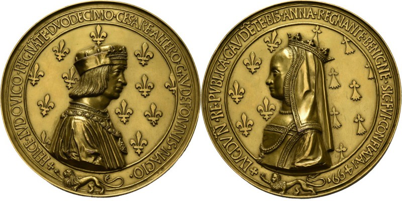 Foreign Medals - LOUIS XII AND ANNE OF BRITTANY n.d. (ca. 1980), FRANCE Bust of ...