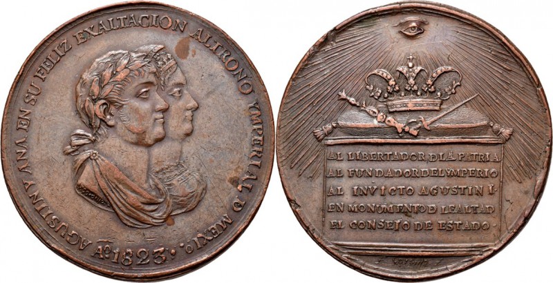 Foreign Medals - CORONATION OF AUGUSTIN I 1823, by by F. Gordillo., MEXICO Busts...