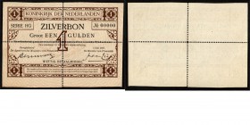 Netherlands - Proefdruk 1 Gulden type 1916 Zilverbon. Eenzijdig. ht: Kulenkamp Lemmers - v. Gijn. sn: 2 letters 5 cijfers.Mev. 2-1b; P. 8 (9); AV 2.1b...