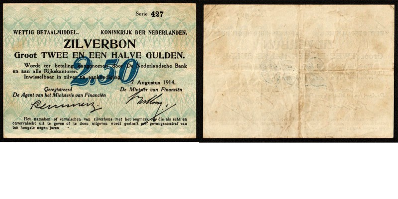 Netherlands - 2½ Gulden type 1914 Zilverbon. Eenzijdig. ht: Kulenkamp Lemmers - ...