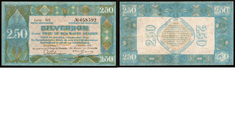 Netherlands - 2½ Gulden type 1918 Zilverbon. ht: Luijsterburg - de Geer. sn. 2 l...