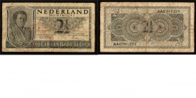 Netherlands - 2½ Gulden type 1949 Muntbiljet ‘Juliana’. sn: 3 letters 6 cijfers.Mev. 16-1a; P. 73. AV. 14.1b; PL17.bSerienummer: AAG 081224. Flinke sc...