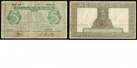 Netherlands - 5 Gulden type 1944 Zilverbon. ht: Oppel - Rost v. Tonningen. sn: 2 letters en 6 cijfers. Zonder No.Mev. 22-1d; P.63; AV. 17.1b.3; PL21.c...