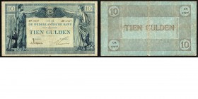 Netherlands - 10 Gulden type 1904 Bankbiljet ‘Arbeid en Welvaart I’ ht: Delprat - Vissering. sn: 2 letters 5 cijfers. 5 October 1920. Beide handtekeni...