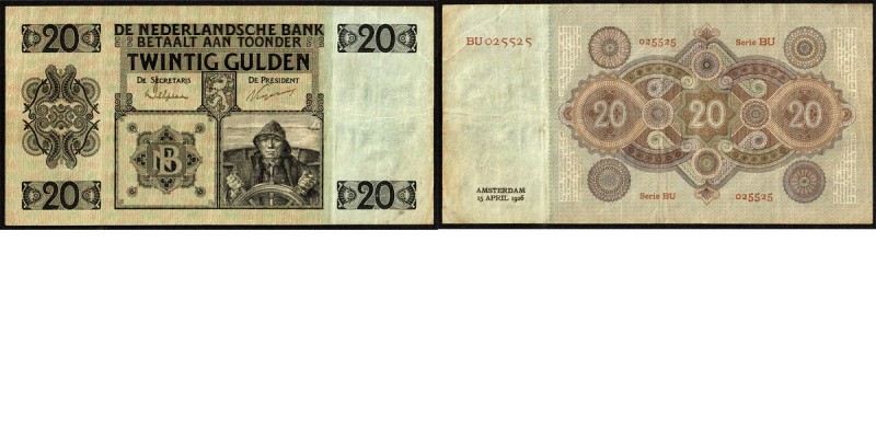 Netherlands - 20 Gulden type 1926 Bankbiljet ‘Stuurman’. ht: Delprat - Vissering...