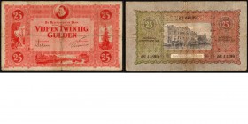 Netherlands - 25 Gulden type 1921 Bankbiljet ‘Willem de Zwijger / De Ned. Bank, rood’. ht: Delprat - Vissering. sn: 2 letters 5 cijfers. Open type ser...