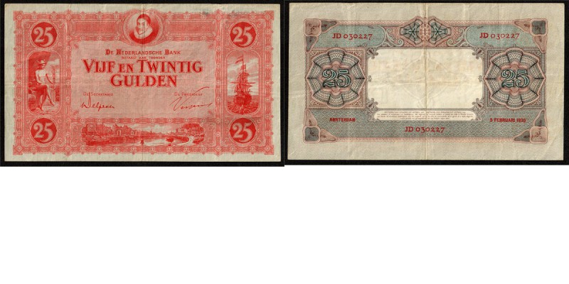 Netherlands - 25 Gulden type 1929 Bankbiljet ‘Willem de Zwijger / Blanco rood’. ...