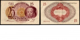 Netherlands - 25 Gulden type 1945 Bankbiljet ‘Meisje in 't blauw van Verspronck’. ht: Westerman Holstijn - Trip. 7 mei 1945. sn: 1 cijfer 2 letters 6 ...