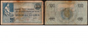 Netherlands - 100 Gulden type 1921 Bankbiljet ‘Grietje Seel’. ht: Delprat - Vissering. sn: 2 letters 6 cijfers. Keerzijde in boekdruk vervaardigd.Mev....