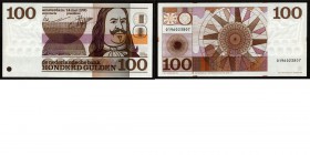 Netherlands - 100 Gulden type 1970 Bankbiljet ‘Michiel de Ruyter’. ht: De Bijl Nachenius - Zijlstra. sn: 10 cijfers. Wigvormige snijtekens.Mev. 122-1;...