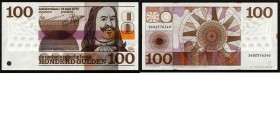 Netherlands - 100 Gulden type 1970 Bankbiljet ‘Michiel de Ruyter’. ht: De Bijl Nachenius - Zijlstra. sn: 10 cijfers. Uniforme snijtekens. Vlasloos pap...