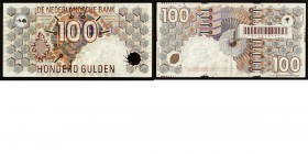 Netherlands - Misdruk 100 Gulden type 1992 Bankbiljet Steenuil. ht: De Swaan ‒ Duisenberg. 9 januari 1992. Zwart serienummer en barcode. Copyright kle...