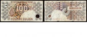 Netherlands - 100 Gulden type 1992 Bankbiljet Steenuil. ht: De Swaan ‒ Duisenberg. 9 januari 1992. Bruin serienummer en barcode. Copyright klein.Mev. ...