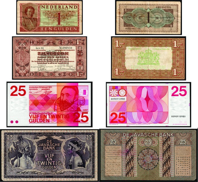 LOTS - Lot Nederland & Overzee (4) O.a. 25 Gulden Sweelinck en 25 Gulden Javaans...