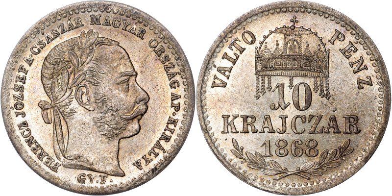 Francis Joseph I, Austrian Empire
10 Kreutzer 1868. VALTO PENZ. Alba Iulia.
Ve...