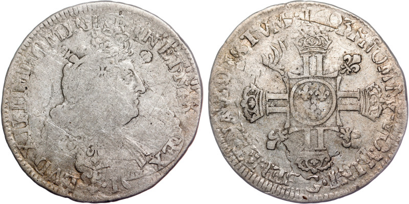 France - LOUIS XIV "THE SUN KING" ½ ECU

Weight : 12,99 g.

Grade : VF