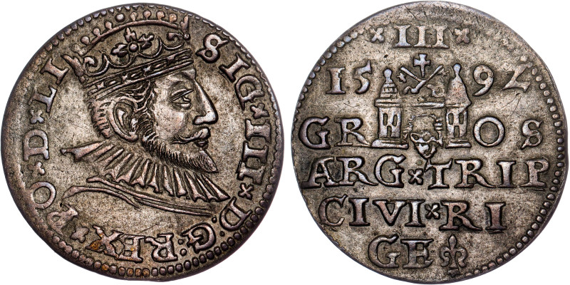 Zygmunt III Waza Groschen (Trojak) 1592 GE Riga

Sigismund III Vasa, 3 groschen ...