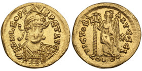 Eastern Roman Empire (Constantinople) AV Solidus c. AD 462-466 - Leo I (AD 457-473)
4.38g. 20mm. XF/XF. Obv.: pearl-diademed, helmeted, and cuirassed ...