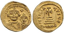 Byzantine Empire (Constantinople) AV Solidus, c. AD 613-616 - Heraclius (AD 610-641), with Heraclius Constantine
4.37g. 20mm. UNC/AU. Beautiful lustro...
