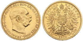 Austria 10 Corona 1910 - Franz Josef I (1848-1916)
3.38g. 900‰. AU/UNC. Bright mint luster. Friedberg 1956; KM 2816.