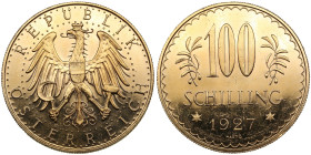 Austria 100 Schillings 1927
23.5245g. 900‰. UNC/AU. Charming prooflike specimen. Friedberg 520; KM 2842.