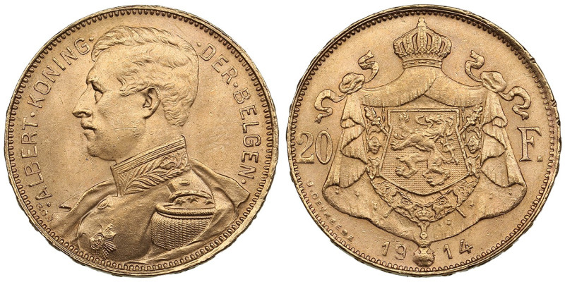Belgium 20 Francs 1914 - Albert I (1909-1934)
6.45g. 900‰. AU/UNC. Gorgeous lust...