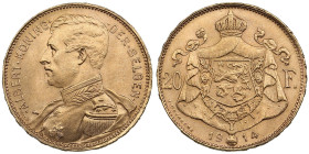 Belgium 20 Francs 1914 - Albert I (1909-1934)
6.45g. 900‰. AU/UNC. Gorgeous lustrous specimen. Dutch Legend. Friedberg 421; KM 79.