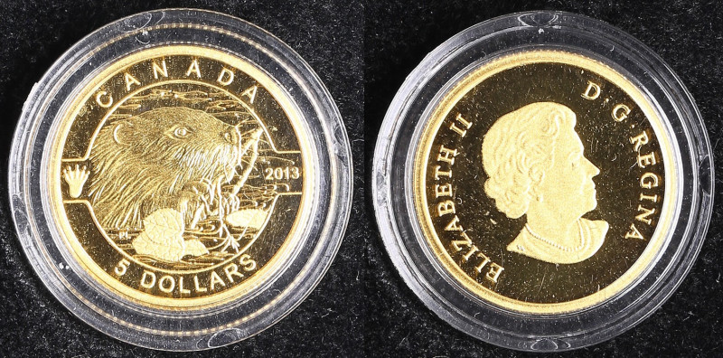 Canada 5 Dollars 2013 - The Beaver
3.15g. Au 999.9. PROOF. Friedberg 205b; KM 13...